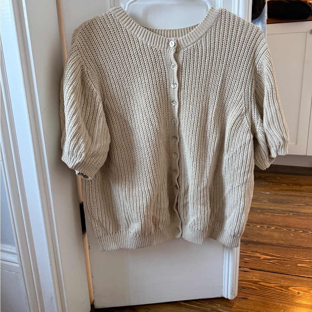 Sonderhaus 100% Cotton Women's Cream (Sand) Button-Up Sweater